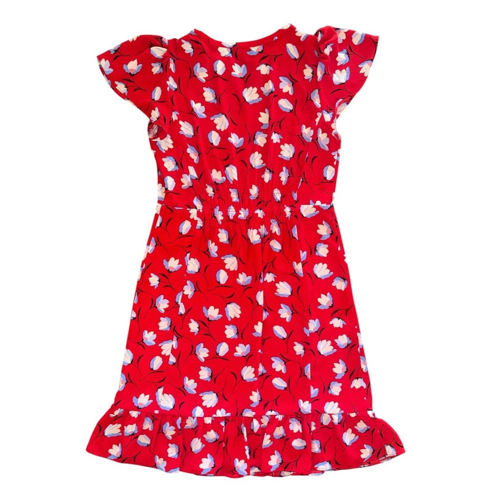Talbots Classic Red Floral Flutter Sleeve Flounce Hem Dress Women’s Size 6P EUC - Picture 7 of 16